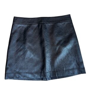 J. Crew Factory Faux Leather Mini Skirt in Black Zip Back Fully Lined Size 16